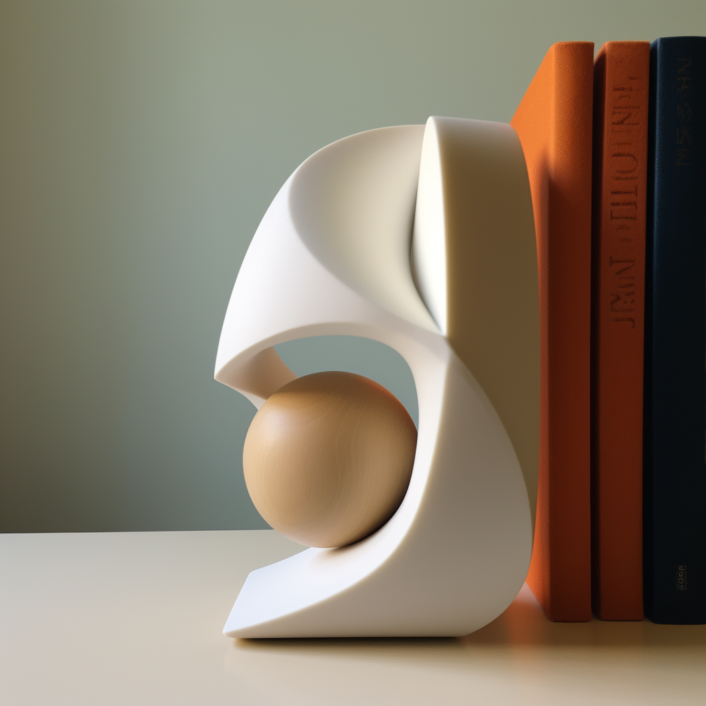 White 3D printed bookend Isamu Noguchi design