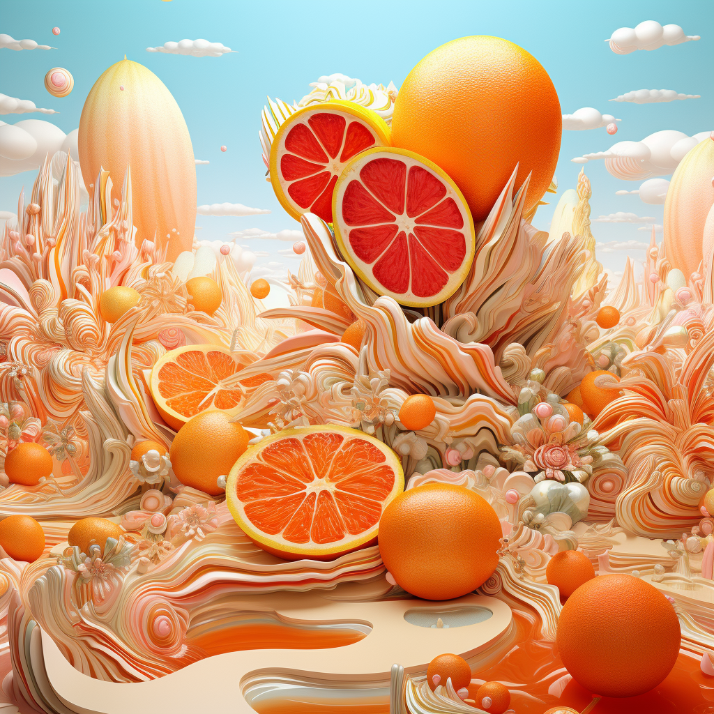 Colorful oranges in psychedelic collage