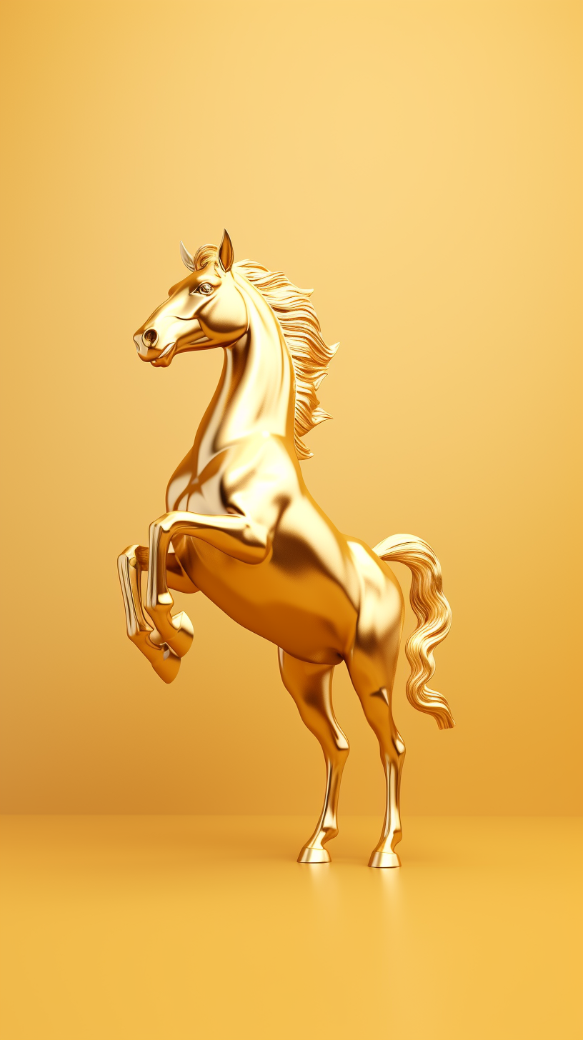 Horse Statue in Gold on Gradient Background