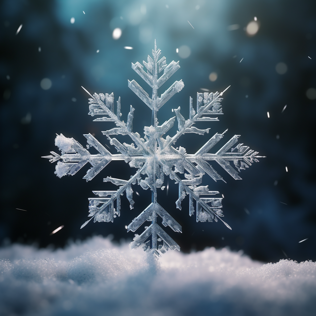 Realistic 3D snowflake in large 4K size