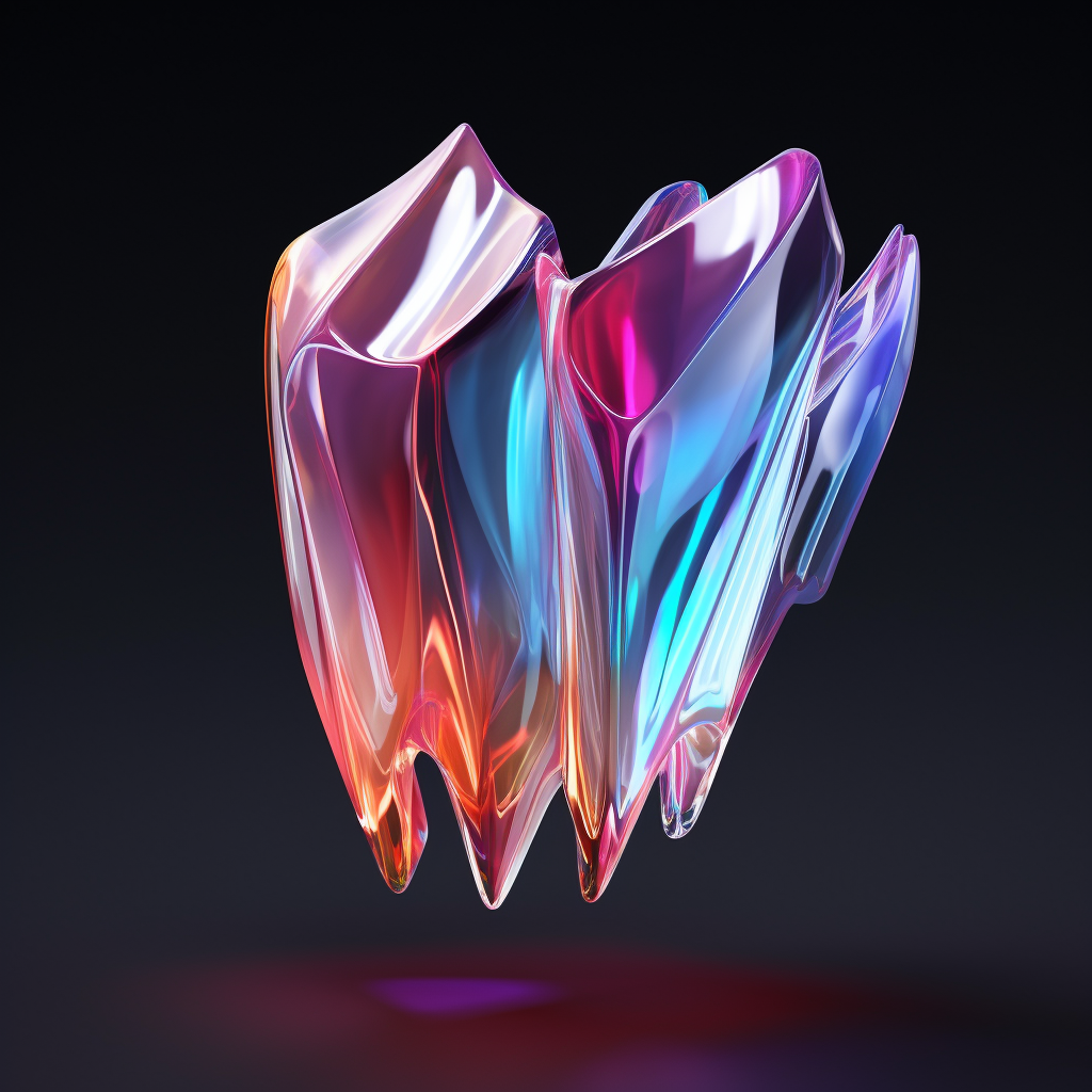 3D tooth with glass texture and color lights