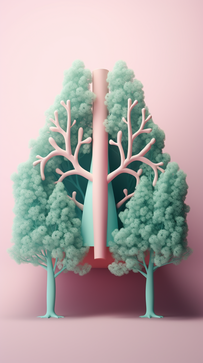 3D Woolen Set of Lungs with Cute Trees