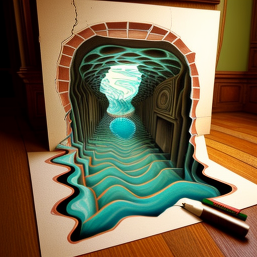 Artwork with 3D deep depth perspective