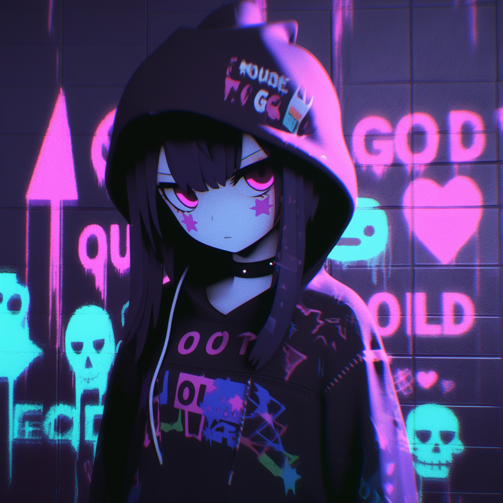 Moody digital background featuring a cool girl