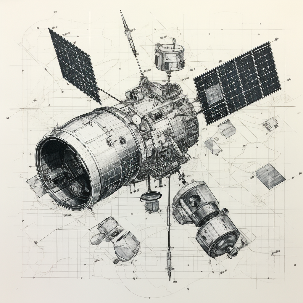 3U satellite drawing illustration