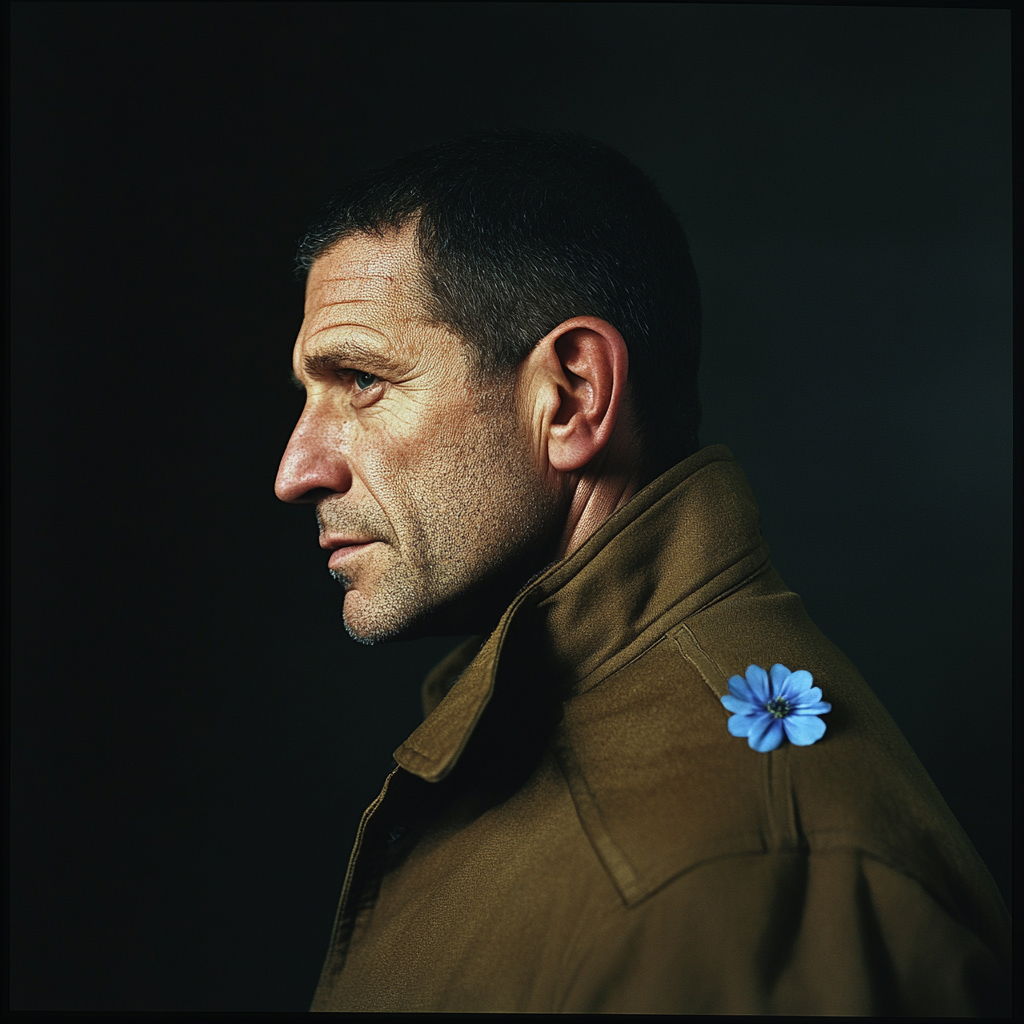 45-Year-Old Man Profile Portrait with Cheeky Smile 