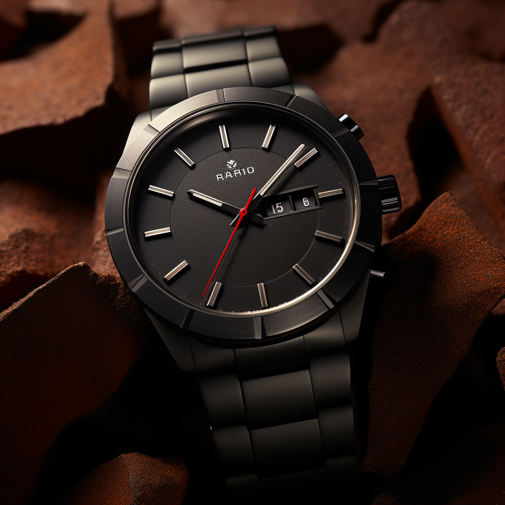 Stylish 45mm Rado Watch in Dark Metal