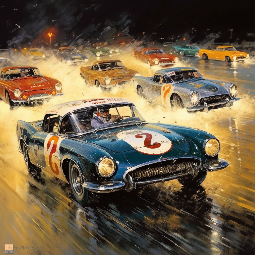 Classic race cars in 50s