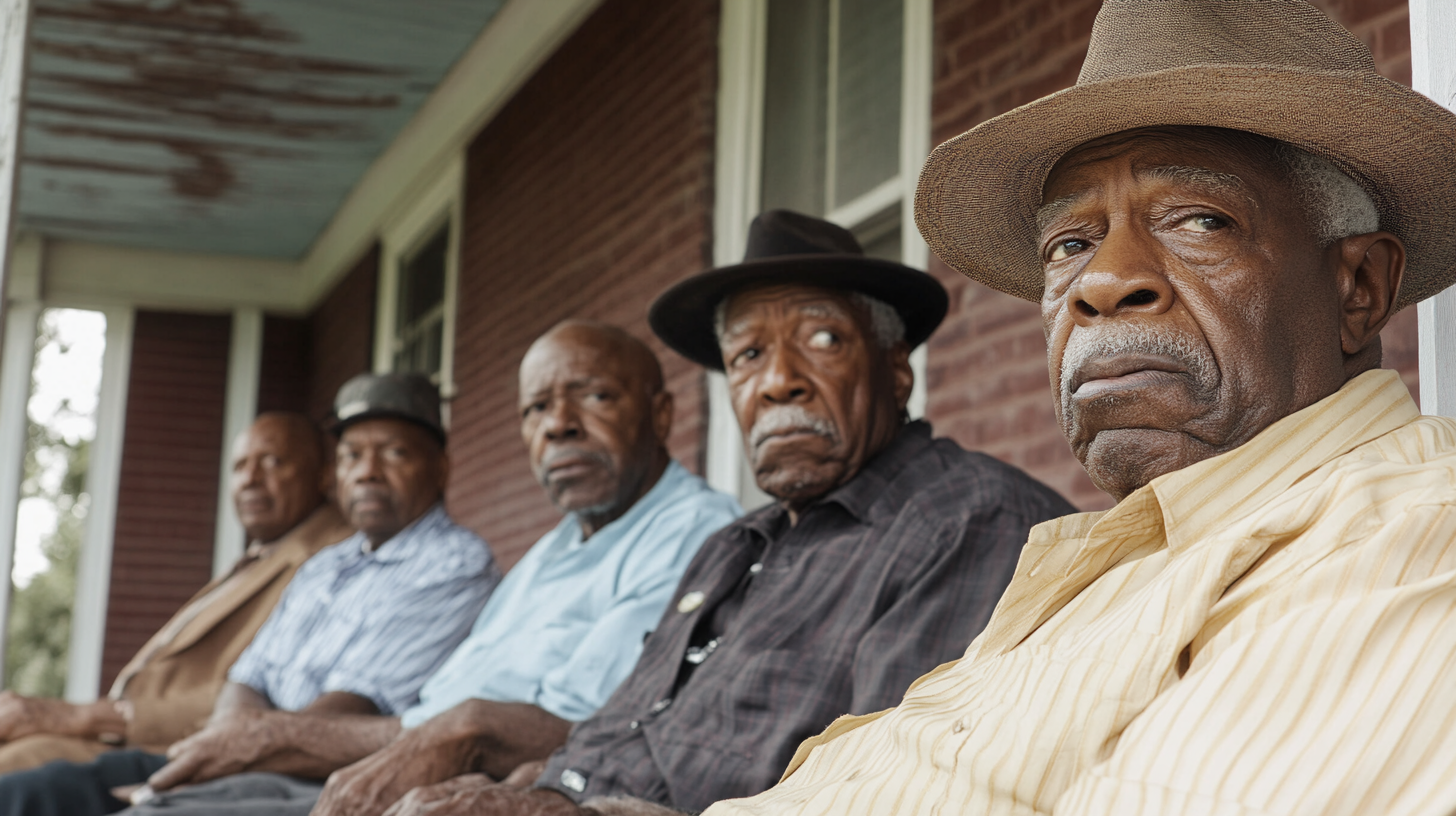 6 Black Adults Sitting on Porch in South