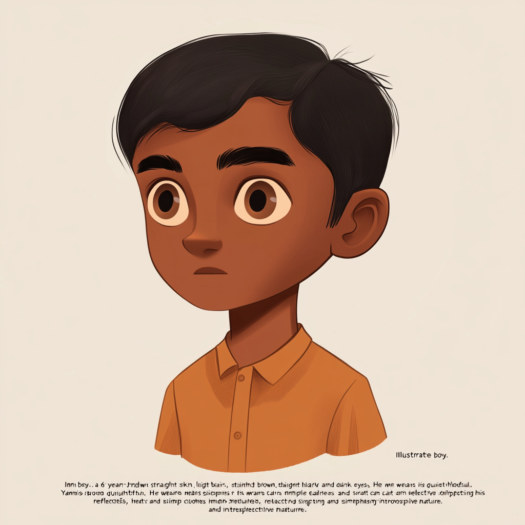 6-year-old Indian boy, light brown skin, black hair.