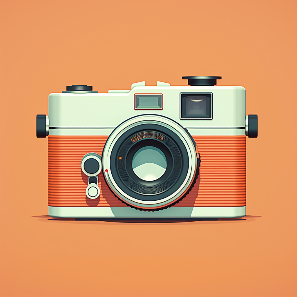 Vintage film camera in 1960s art style