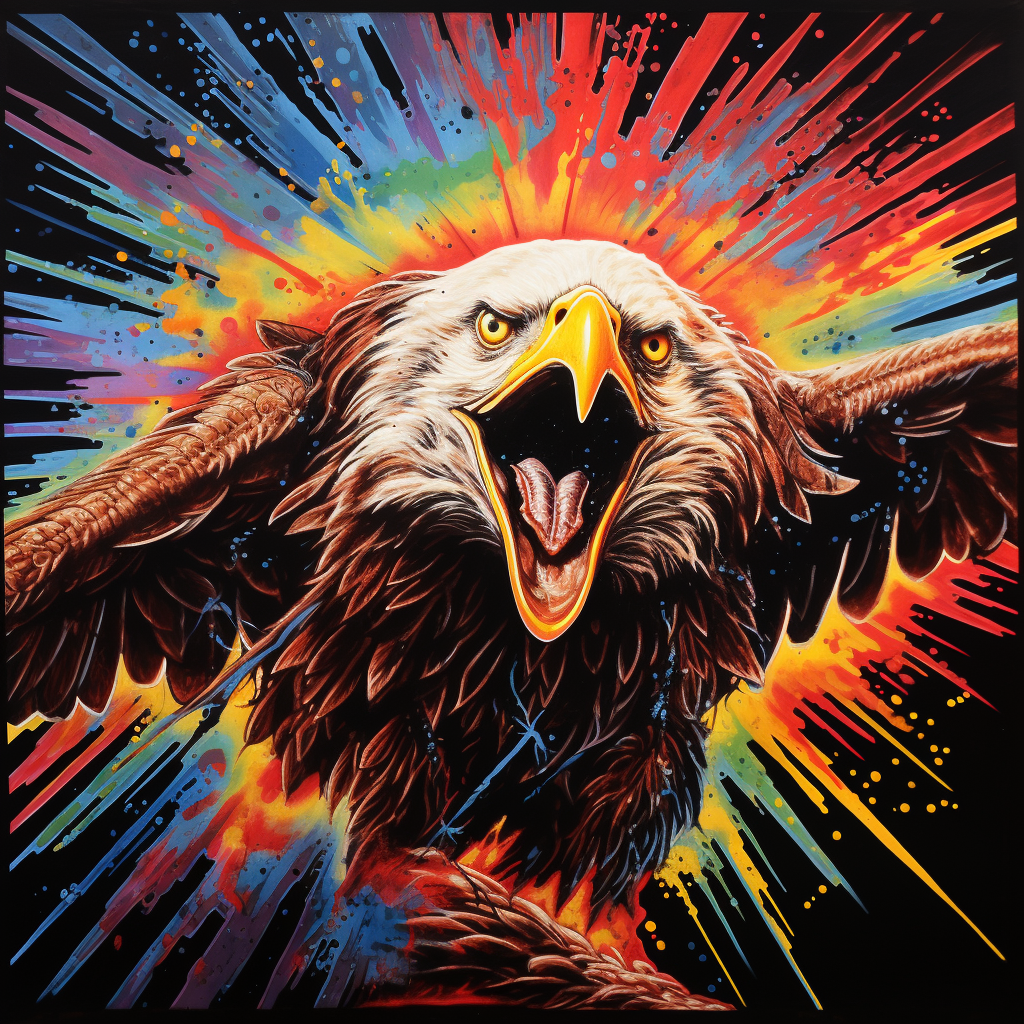 Colorful 70s airbrush eagle artwork