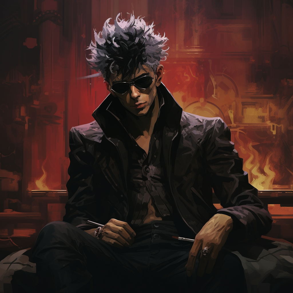 Spike from Cowboy Bebop in 70s Dark Fantasy Art