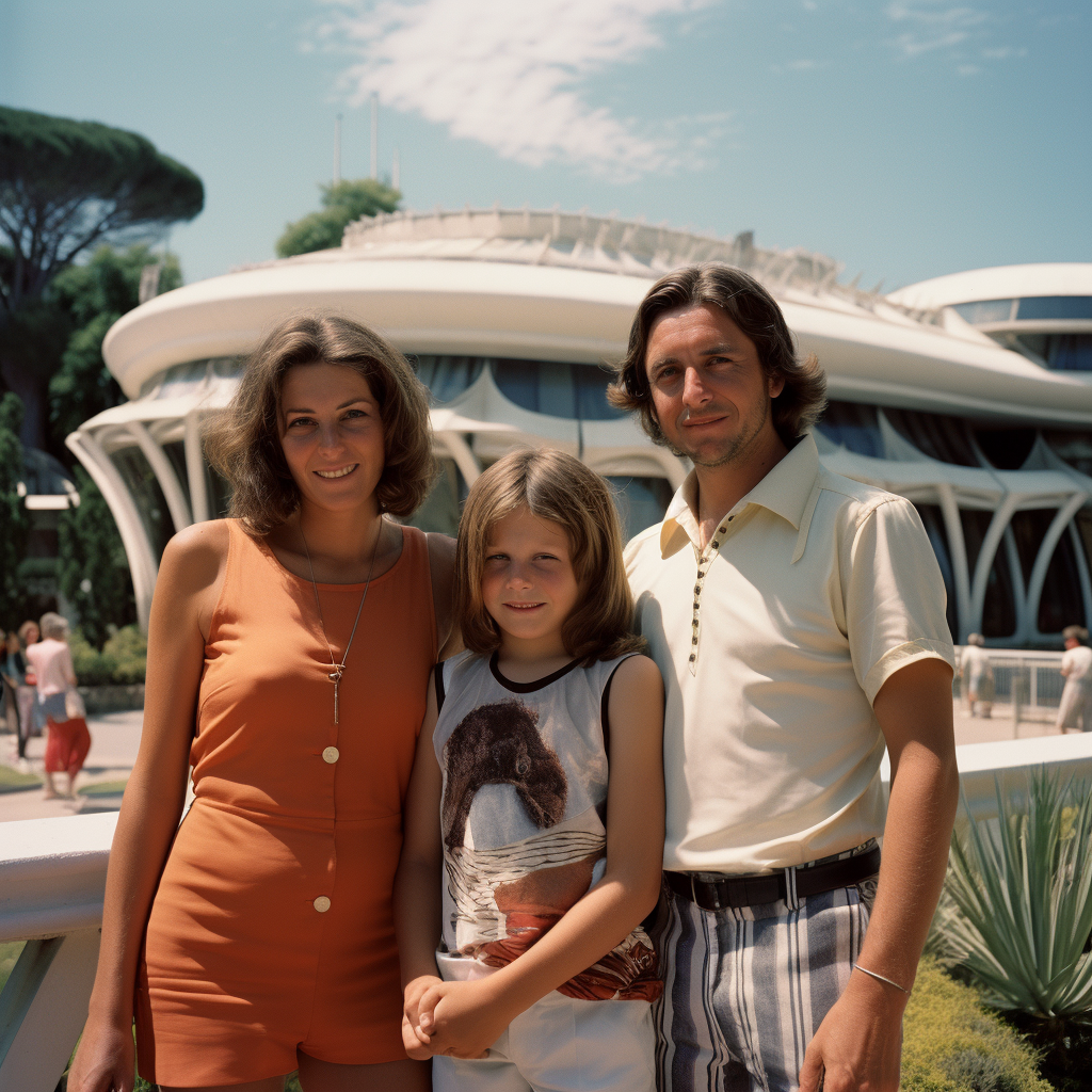 Family enjoying 70s French Pavilion ?