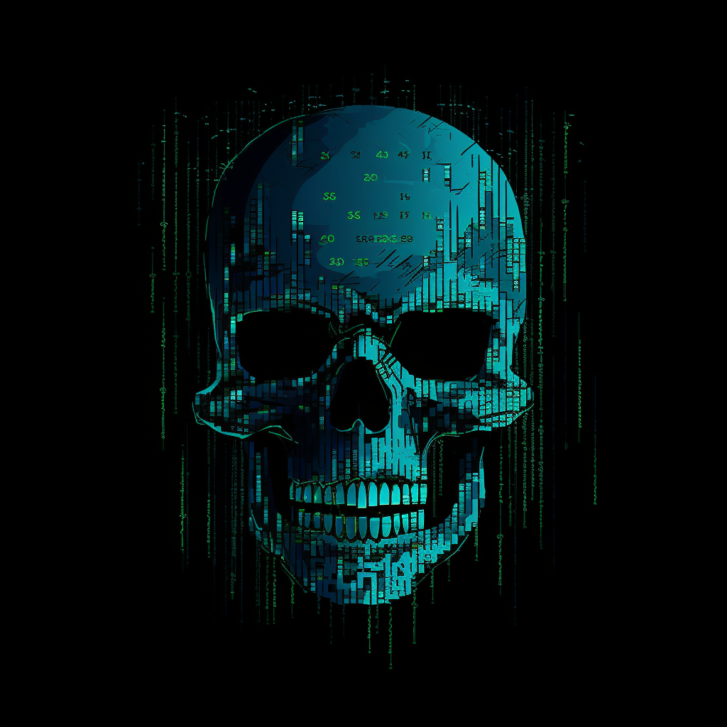 8 Bit Skull Flat Logo ASCII Art