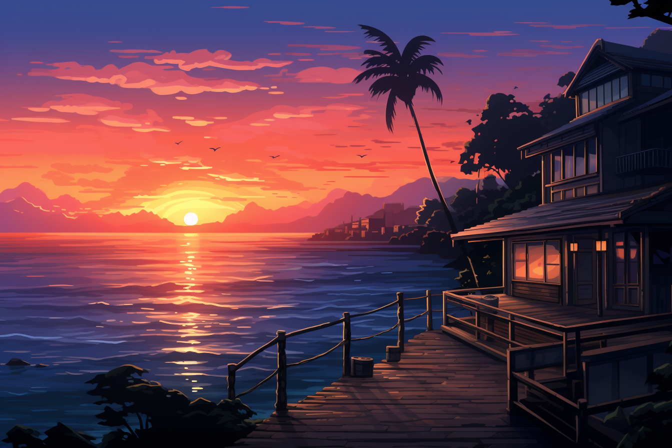 Beautiful 8-bit Pixel Art Sunrise