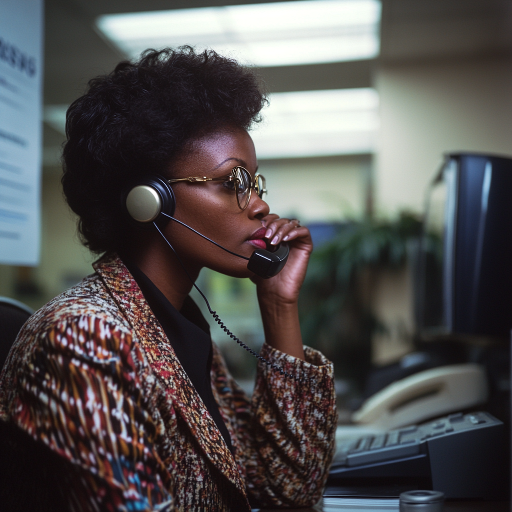 80's Black Mom Office Telephone Business Call Fuji Superia X-TRA 400 Photo