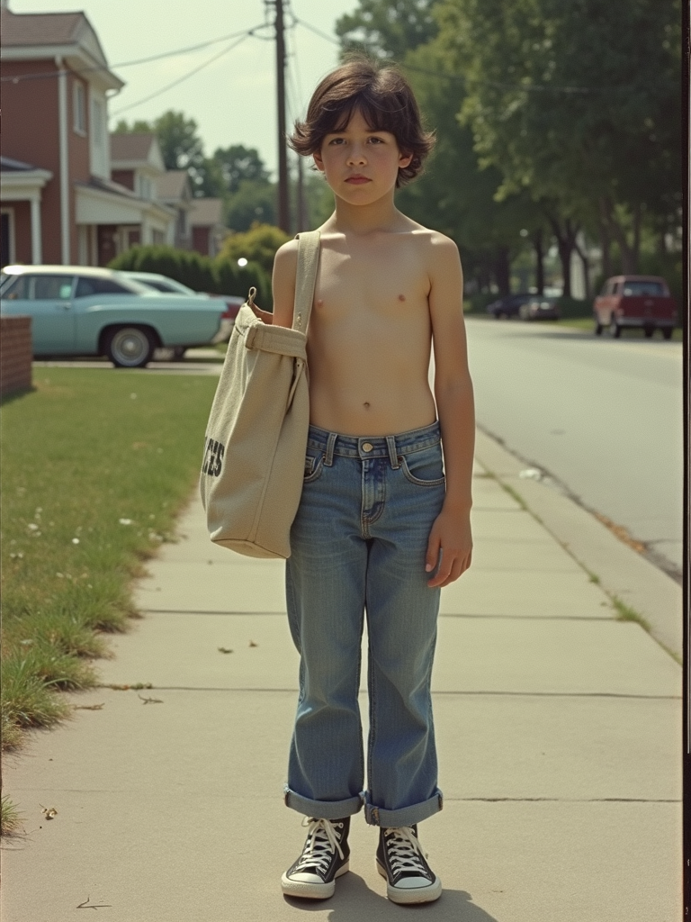 80s Teen Newspaper Boy in a Summer Suburb
