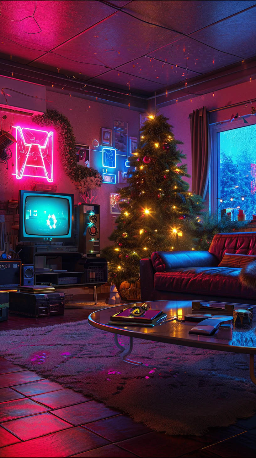 80s Style Home with Neon Lights