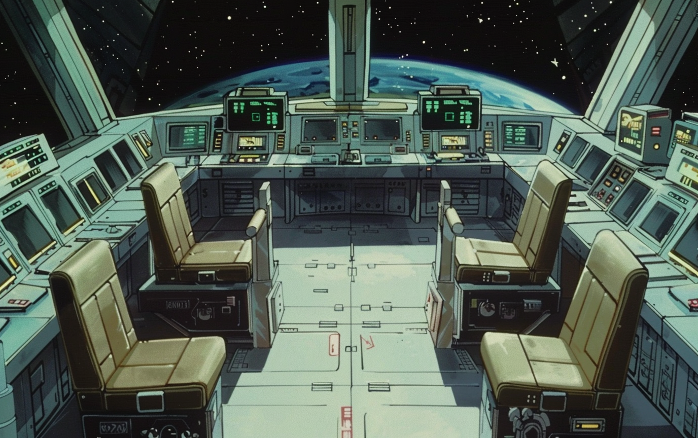 Spaceship crew seats 90s anime