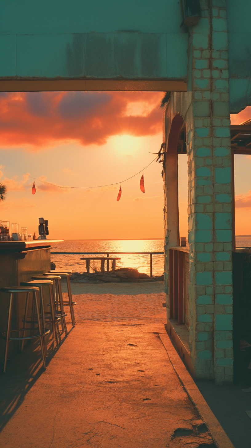 Vintage Ibiza Beach Bar Sunset