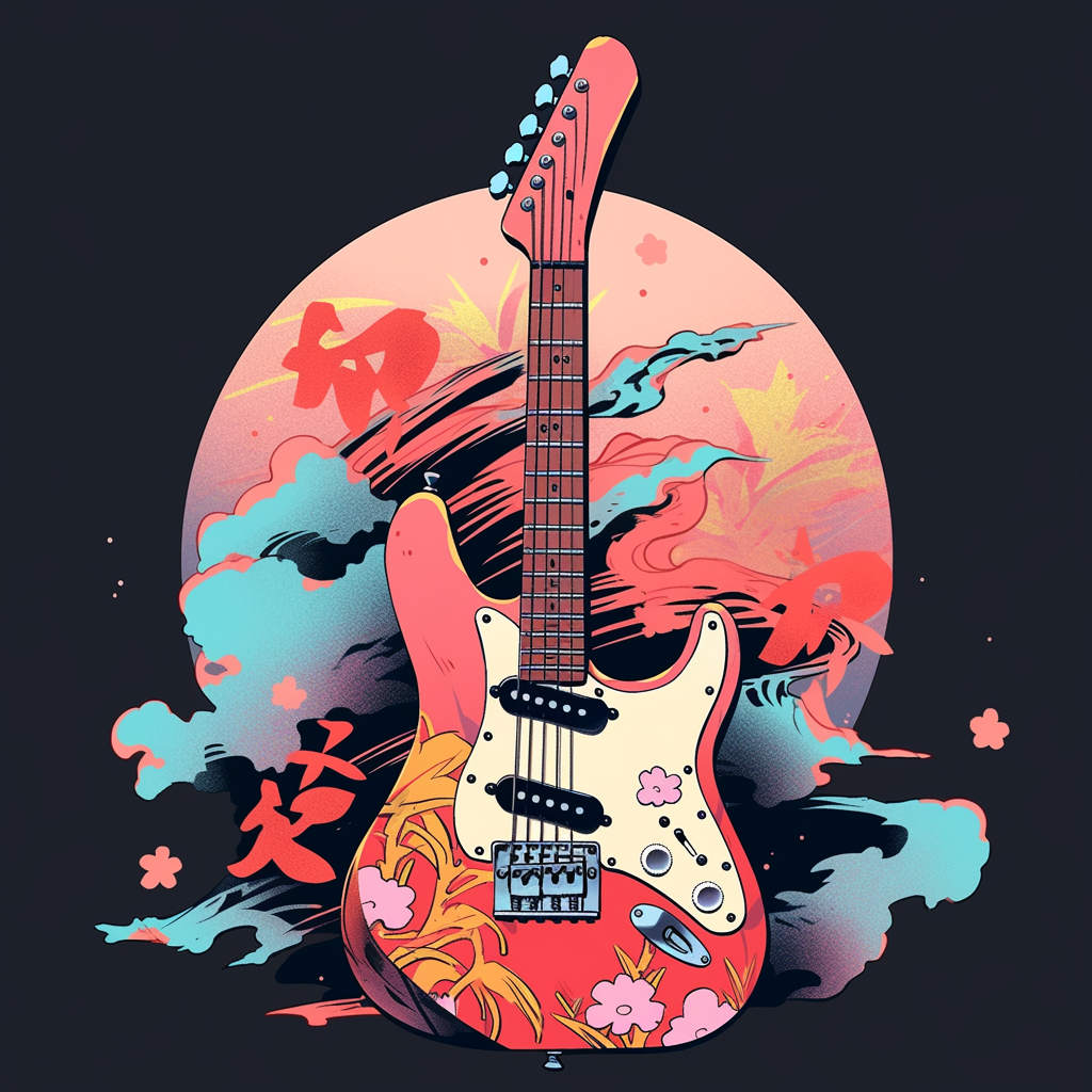 90s Japanese Guitar Graphic Tshirt