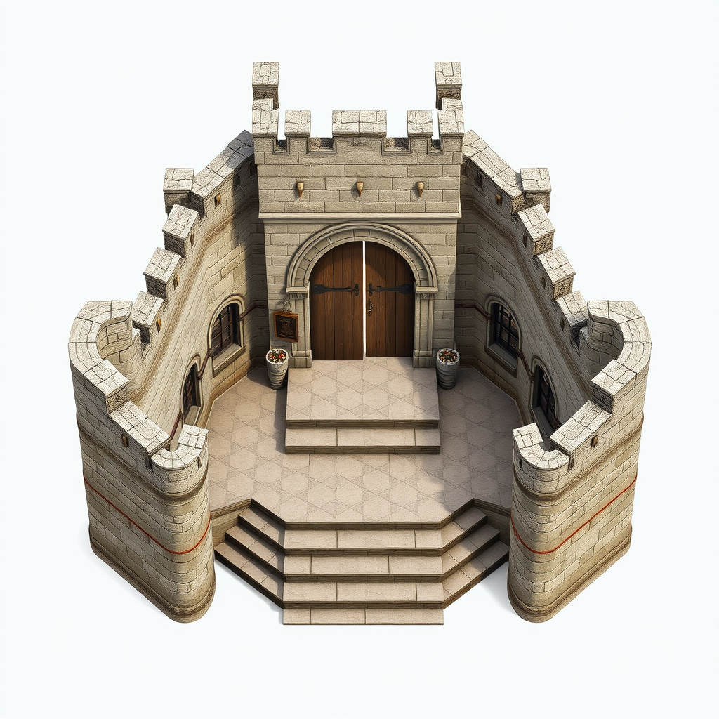 A 14th Century Castle Entrance: Isometric View