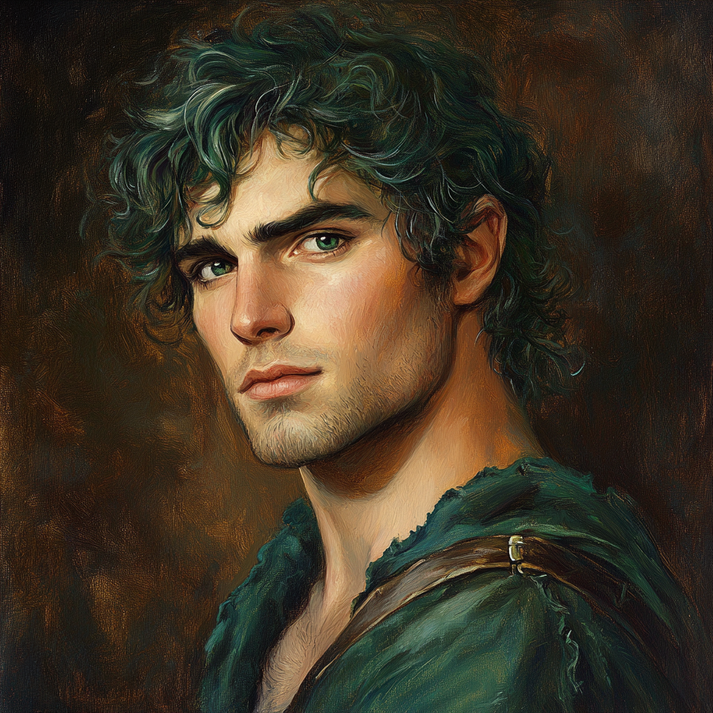 A 16-year-old bard with green hair portrait