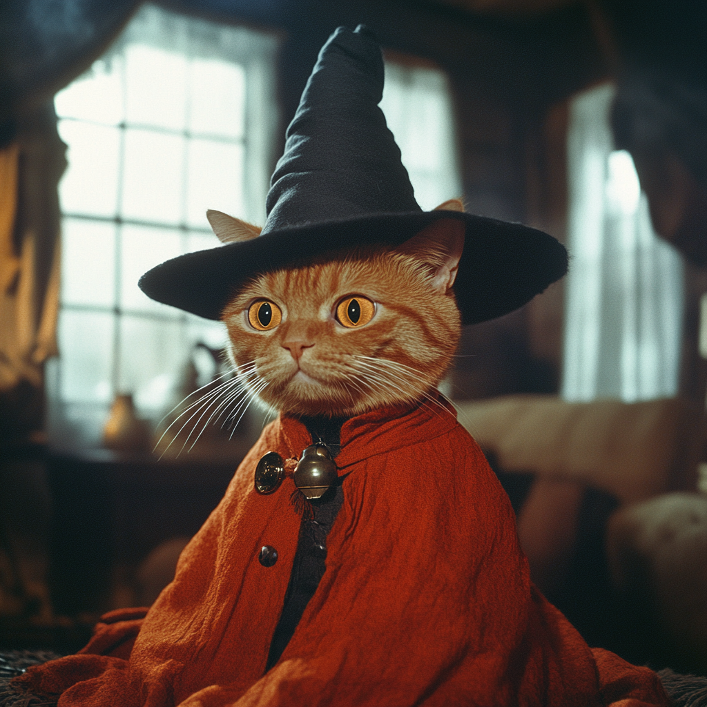 A 1950s Wizard Cat in Cozy Cabin