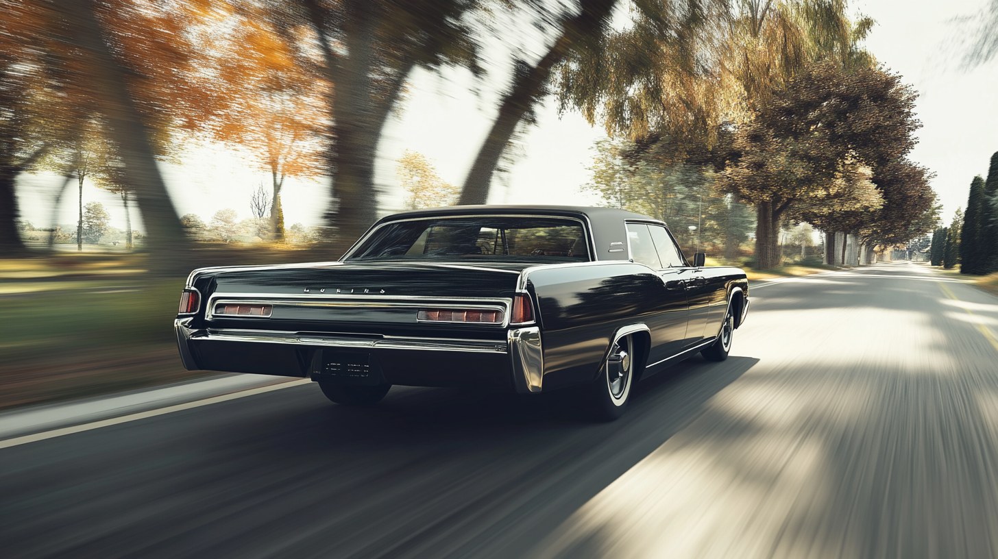 A 1965 Black Lincoln Continental on the Road