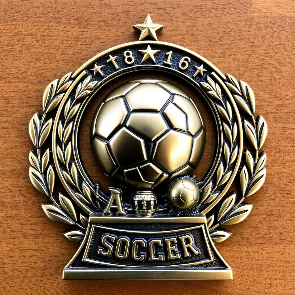 A 35cm metal soccer award design for football.