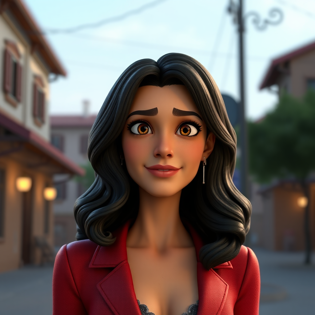 A 3D Pixar-style rendering of Catherine Zeta Jones.