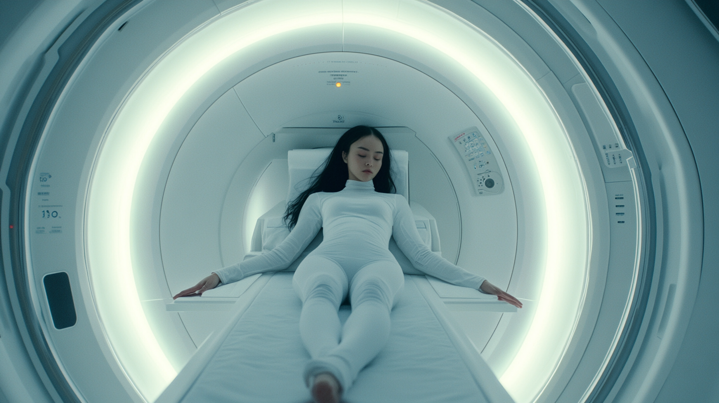 A Asian Girl in MRI Machine in Laboratory