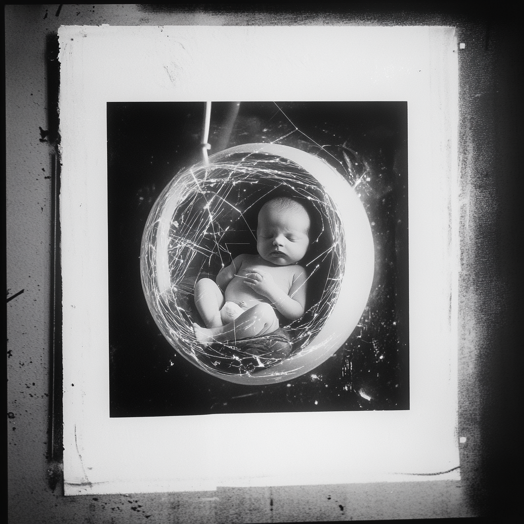 A Baby Connected to Metaverse in Womb Photo