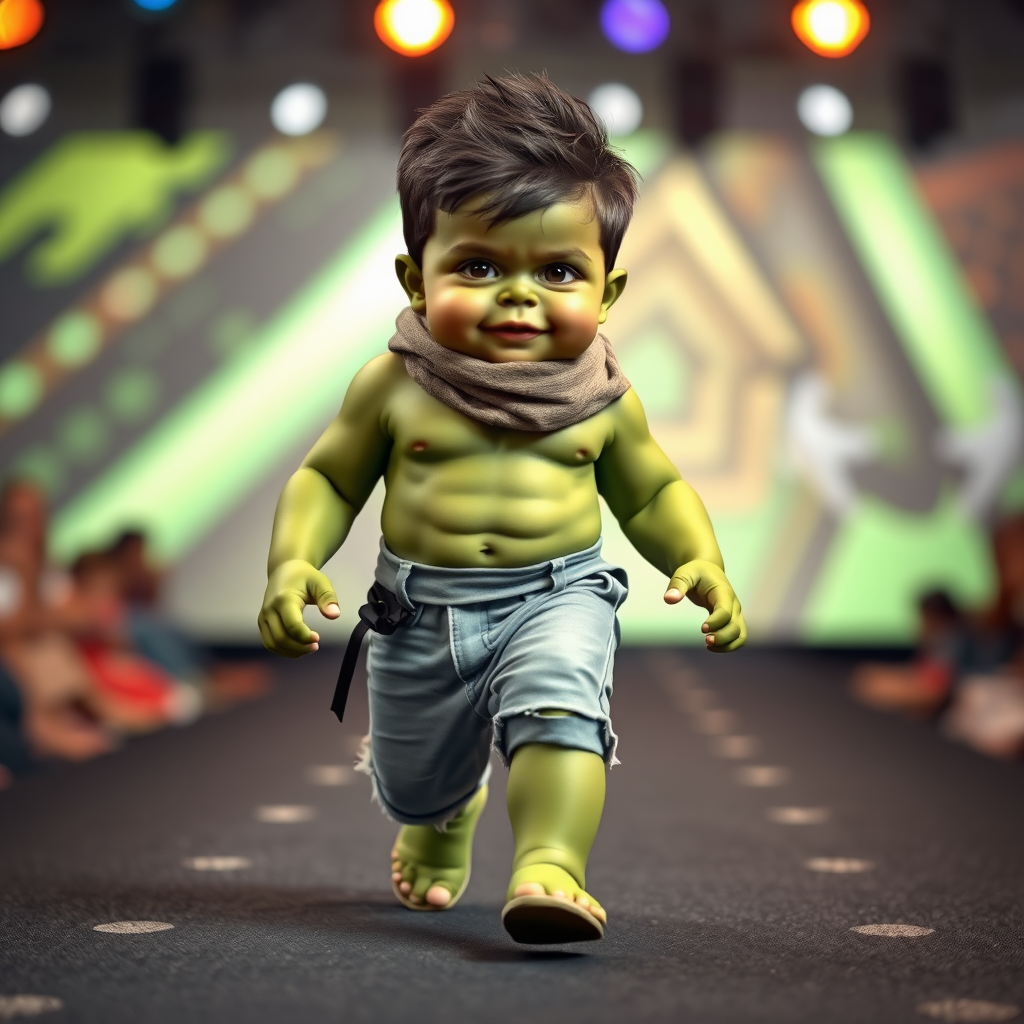 A Baby Hulk on the Fashion Ramp