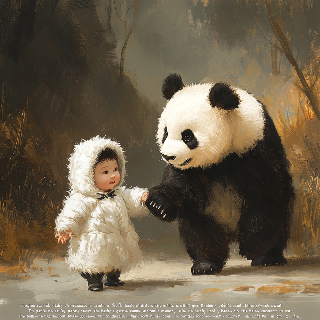 A Baby and Panda Bond Through Friendship.