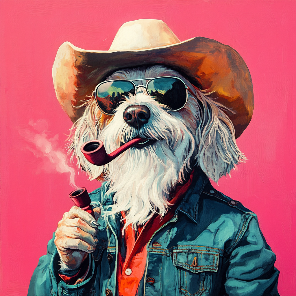 A Beagle Cowboy in Denim and Aviators Portrait