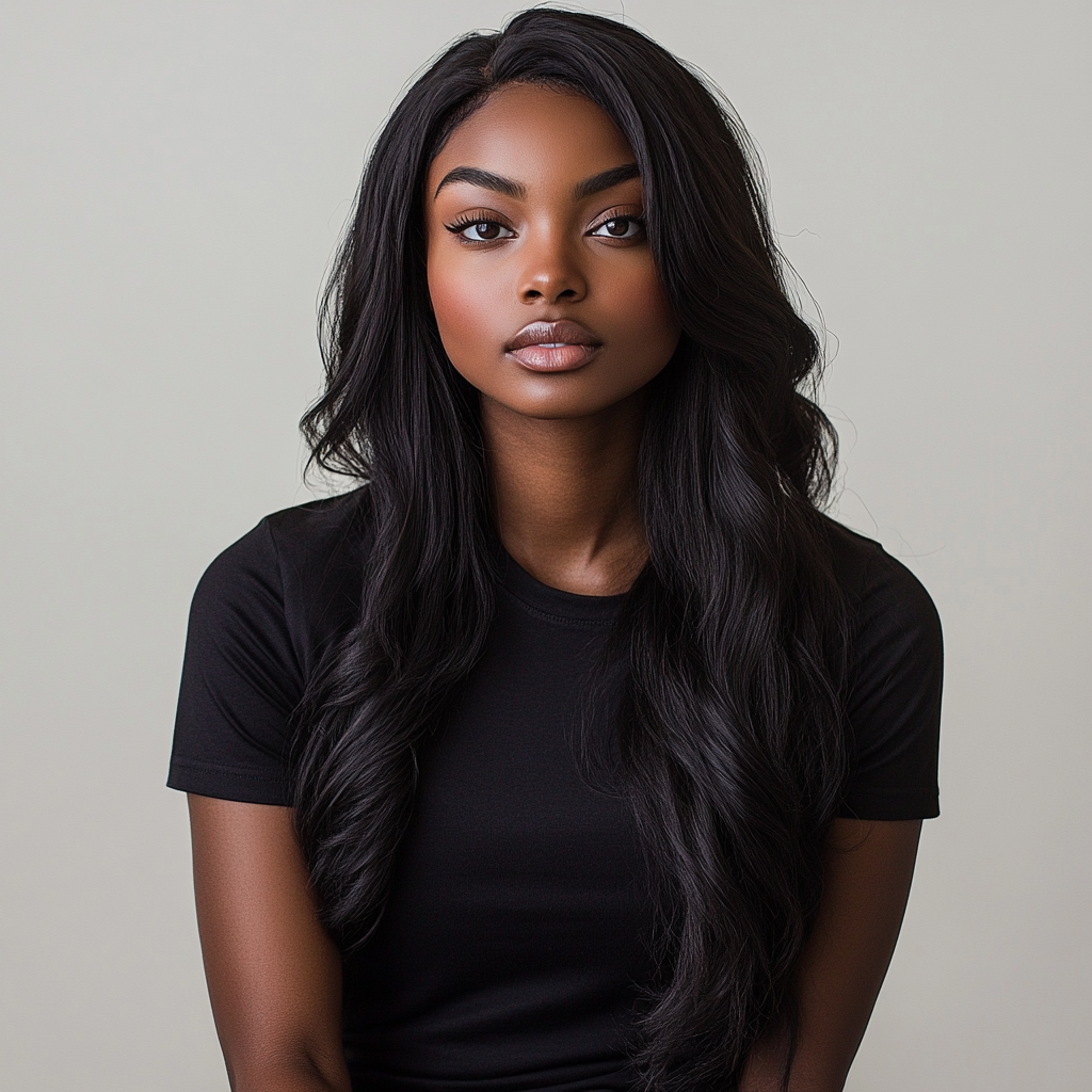 A Beautiful Black Girl in a Designer T-Shirt