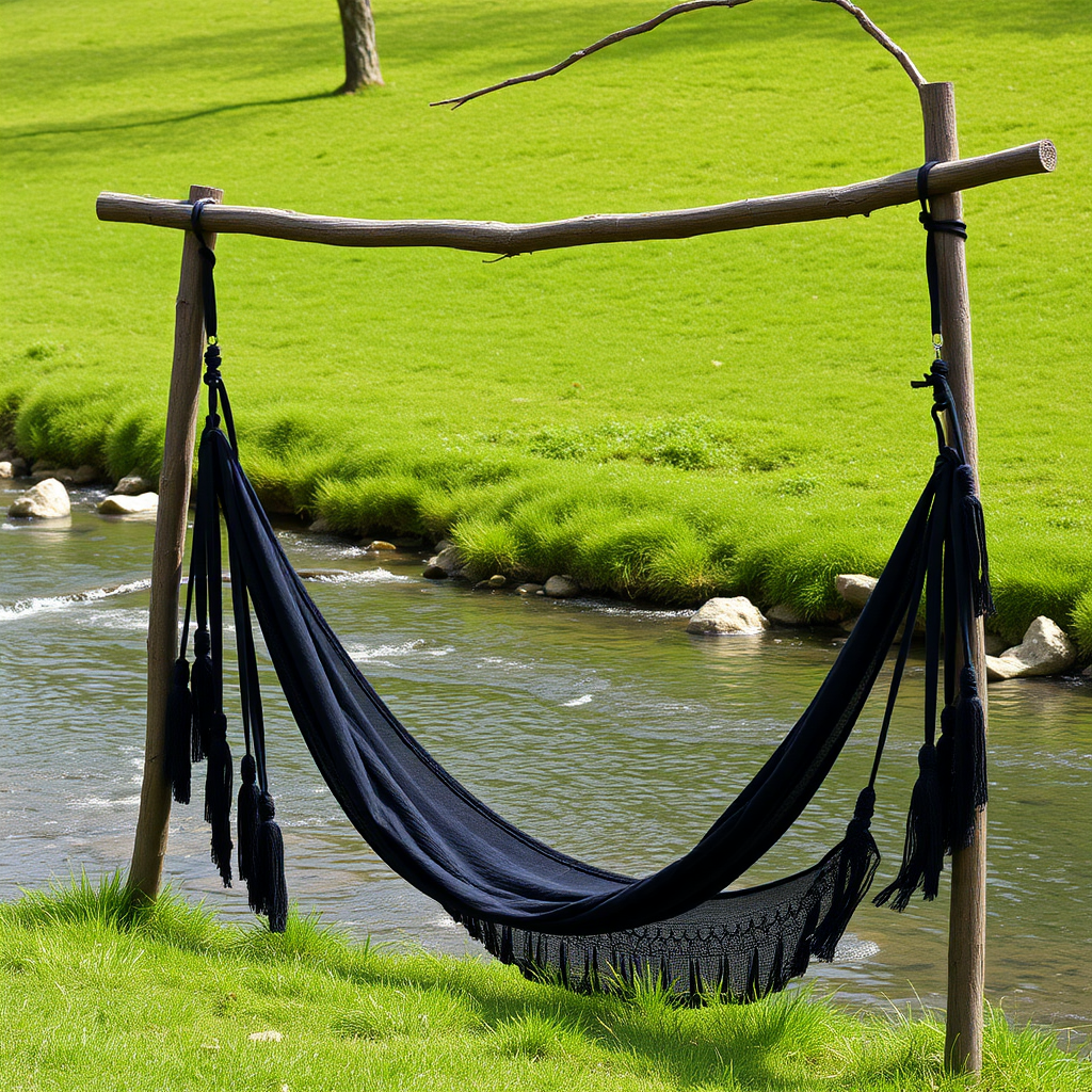 A Beautiful Black Swing by the River