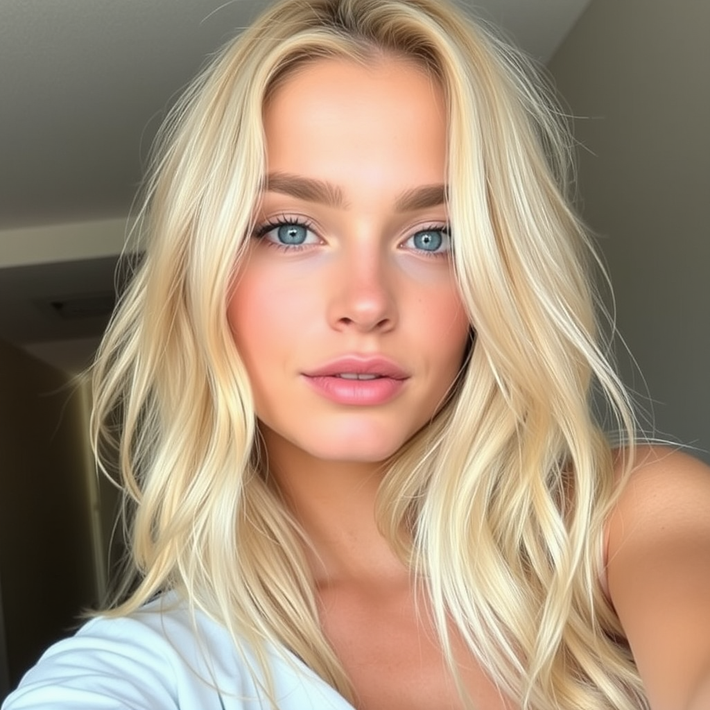 A Beautiful Blonde Woman's Natural Selfie