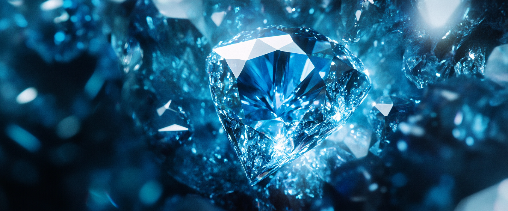 A Beautiful Blue Diamond Sparkling in Background