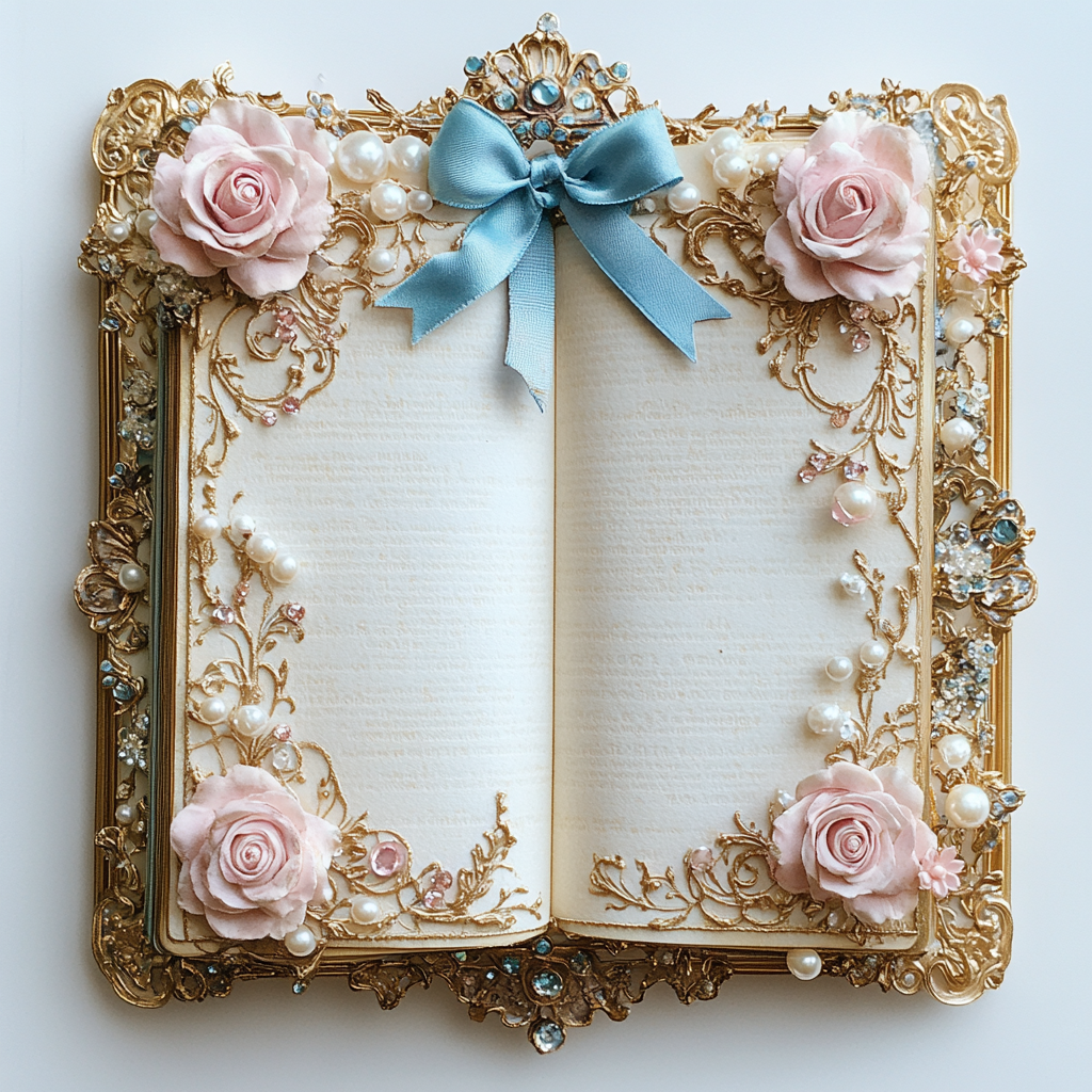 A Beautiful Book with Roses and Jewels