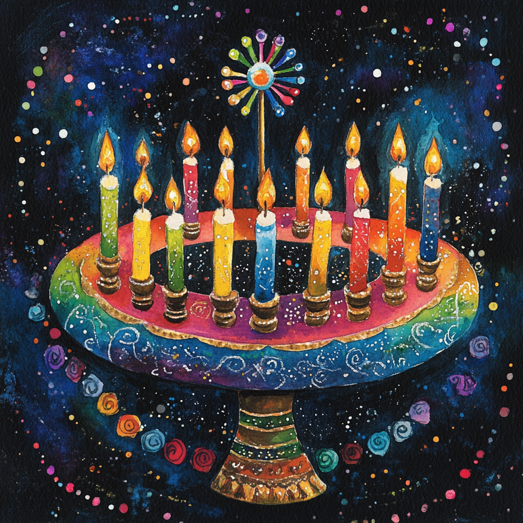 A Beautiful Hanukkah Postcard with Spinning Top