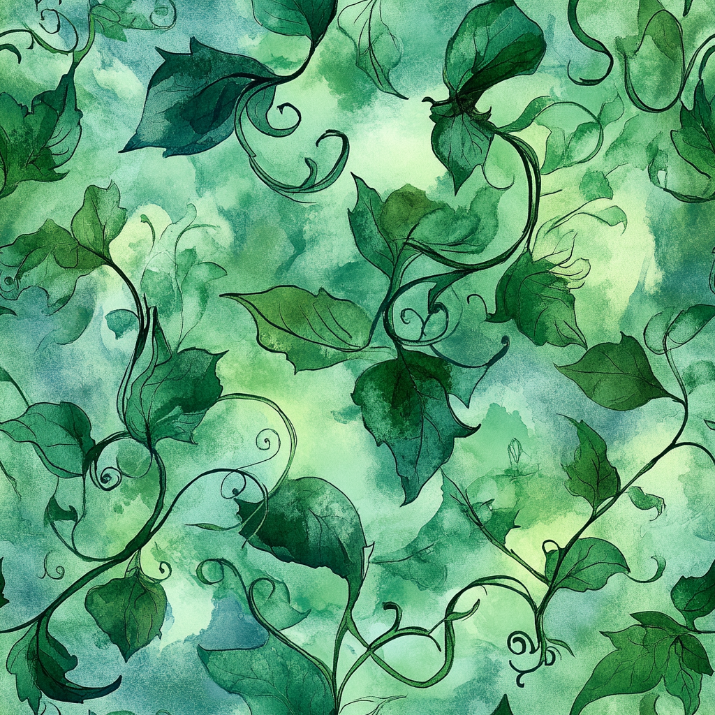 A Beautiful Ivy and Leaf Watercolor Pattern