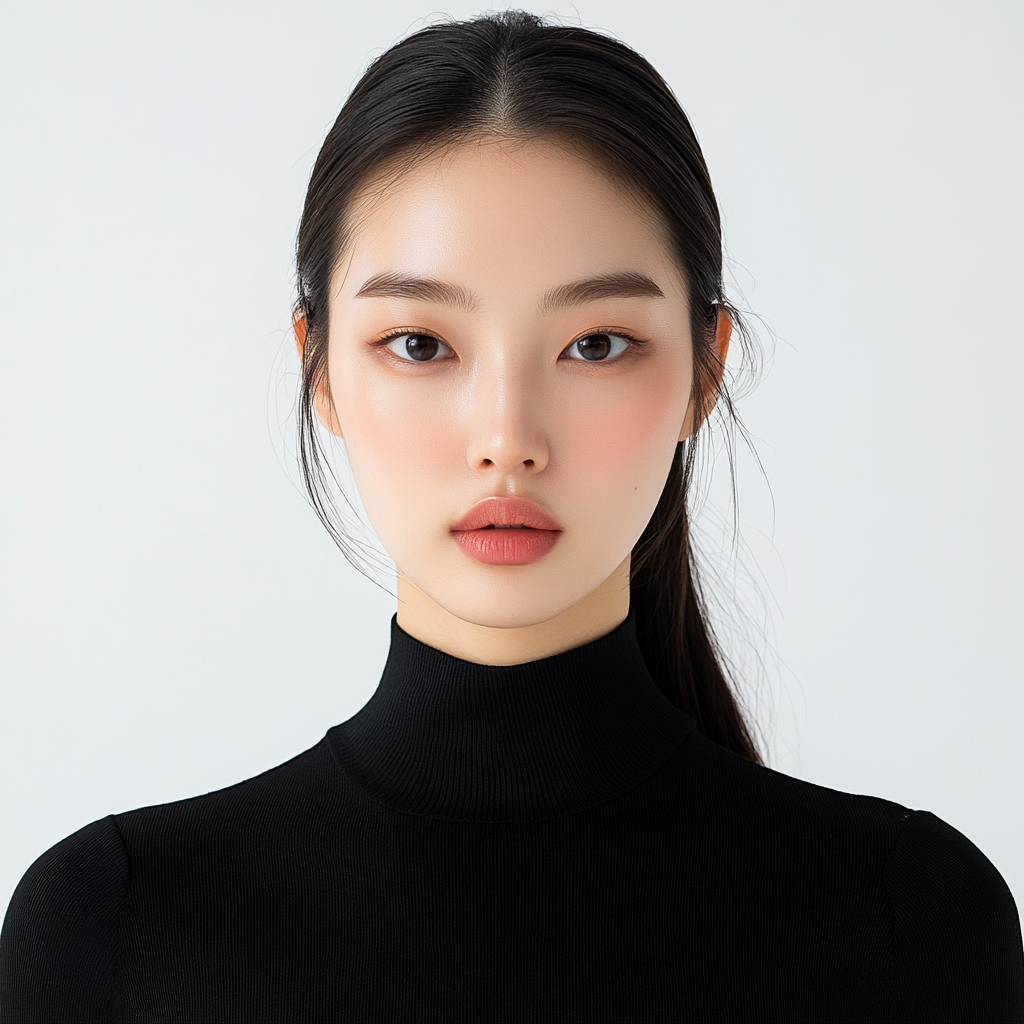 A Beautiful Korean Woman in Black Top