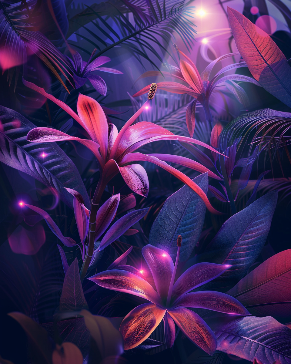 A Beautiful Midnight Summer Tropical Plant Silhouette