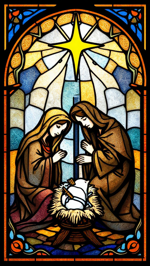 A Beautiful Nativity Artwork Depicting the Birth