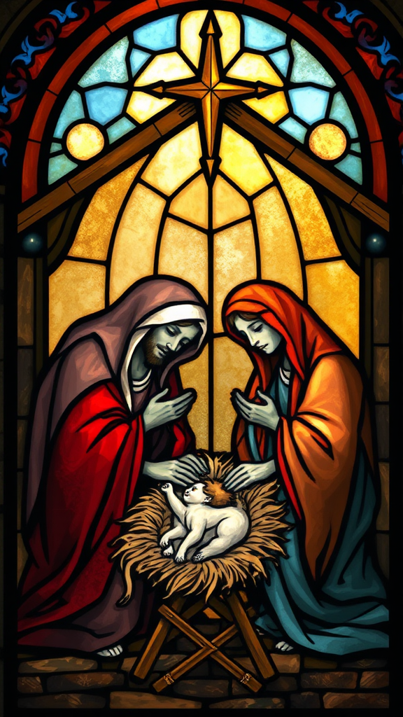 A Beautiful Nativity Stained Glass Artwork