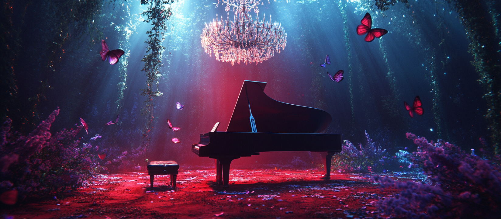 A Beautiful Night in the Forest with Piano