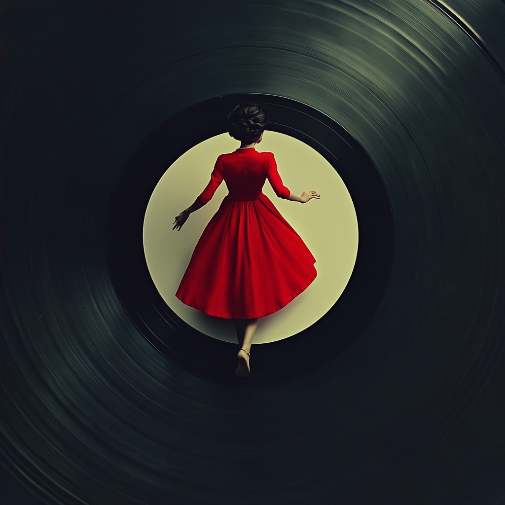 A Beautiful Person Walking on Vinyl Record